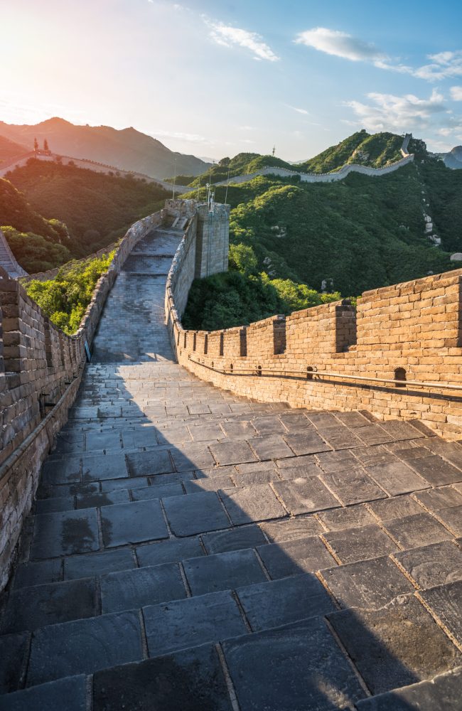 The Great Wall of China is a series of fortifications made of stone, brick, tamped earth, wood, and other materials, generally built along an east-to-west line across the historical northern borders of China to protect the Chinese states and empires against the raids and invasions of the various nomadic groups of the Eurasian Steppe.