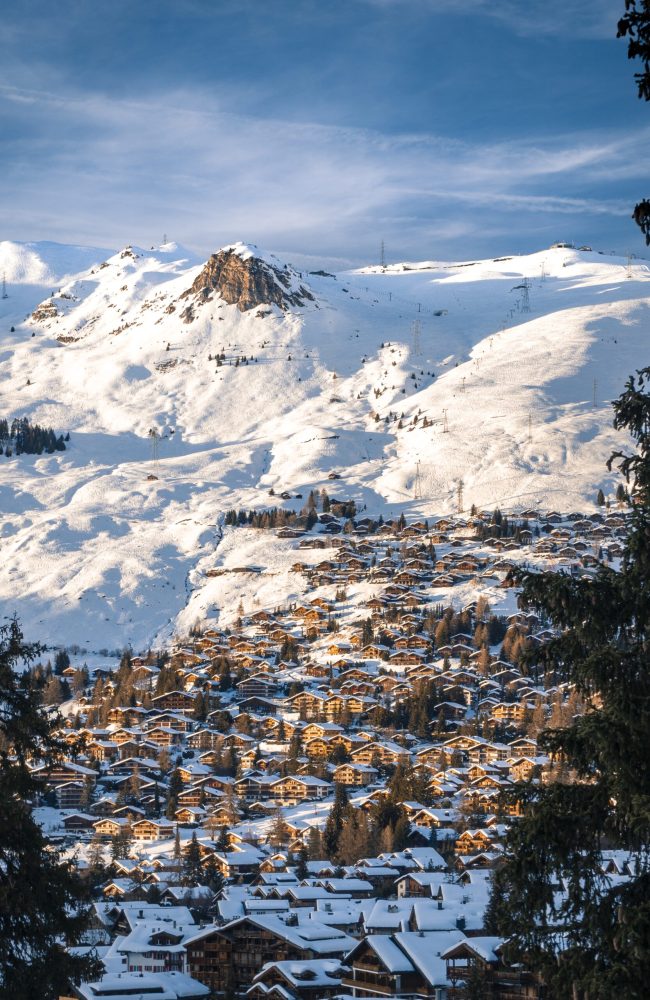 Sunset over Verbier in switzerland